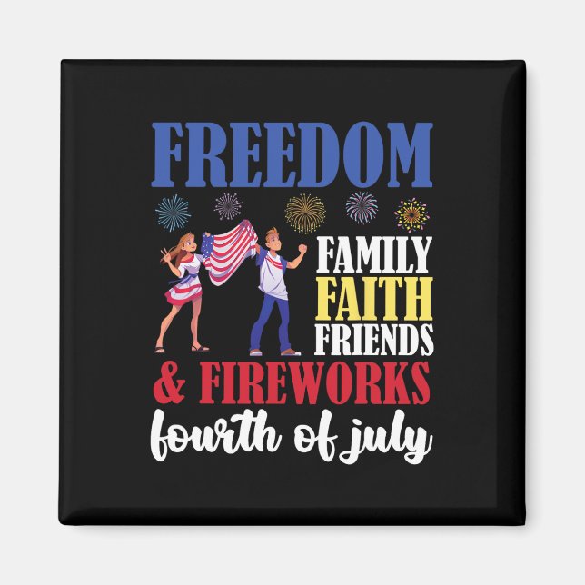 Íman Liberdade Familiar Fé Amigos &amp; Fireworks Fourt (Frente)