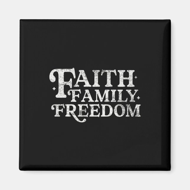 Íman Liberdade Familiar Fé Christian 4 de julho Retro A (Frente)