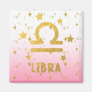 Íman Libra Zodiac Rosa e Dourado Magnet