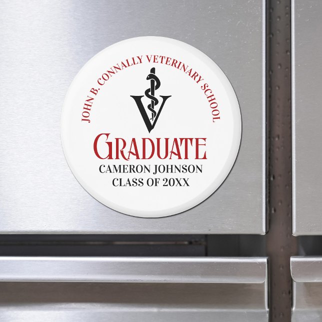 Íman Licenciação Veterinária Personalizada em Preto Ver (Criador carregado)