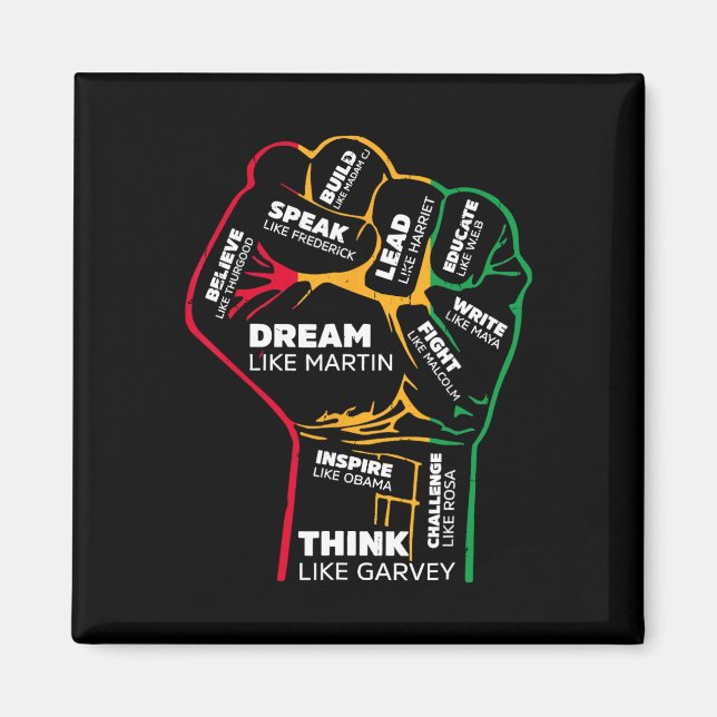 Íman Líderes Negros Inspiradores Punho Poderoso Mão Mês (Frente)