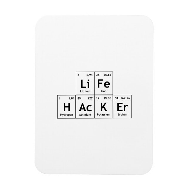 Íman LiFe HAcKEr Elementos de Química Palavra de Mesa P (Vertical)
