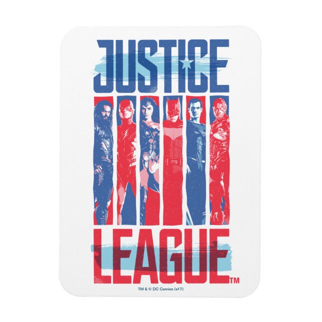 Íman Liga da Justiça | Blue & Red Group Pop Art (Vertical)