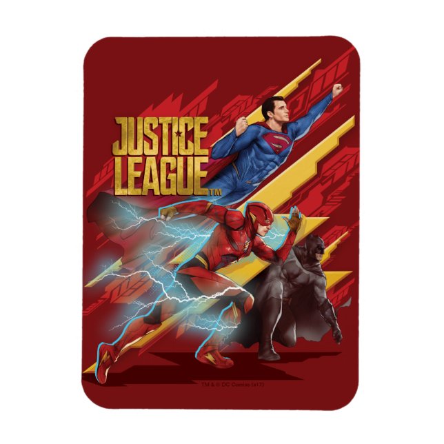 Íman Liga da Justiça | Crachá Superman, Flash e Batman (Vertical)