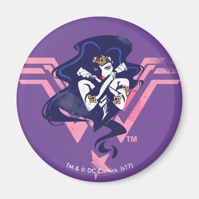 Íman Liga da Justiça | Mulher Maravilha e Pop de Símbol (Frente)