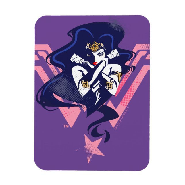 Íman Liga da Justiça | Mulher Maravilha e Pop de Símbol (Vertical)