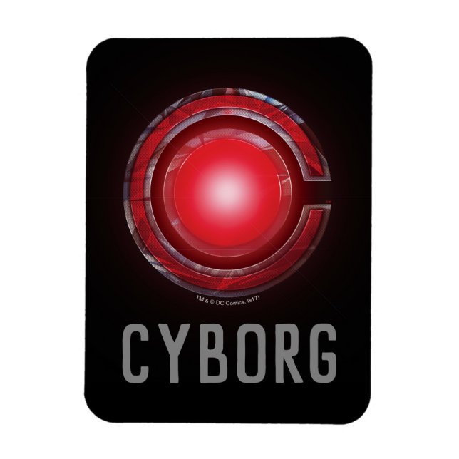 Íman Liga da Justiça | Símbolo Cyborg brilhante (Vertical)