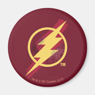 Íman Liga da Justiça Símbolo Flash Pincel e Meio-Tons