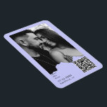 Íman Light Periwinkle Couple Photo QR Code Wedding<br><div class="desc">Simple & Sleek Modern Couple Photo Save the Date.  Wedding. Modern Font.  Black text.  Light periwinkle background.  QR Code.  Paper tear frame.</div>
