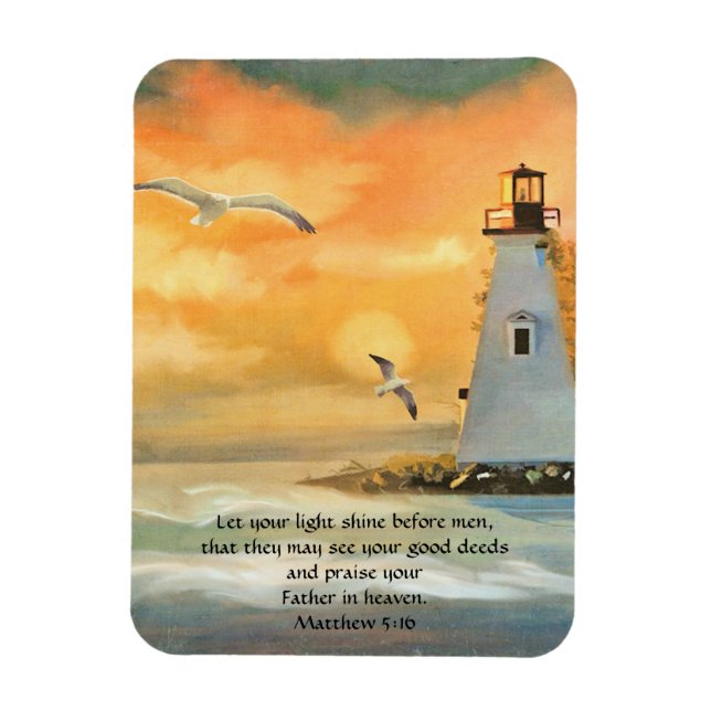 Íman Lighthouse Bíblia Sunset Verse Magnet (Vertical)