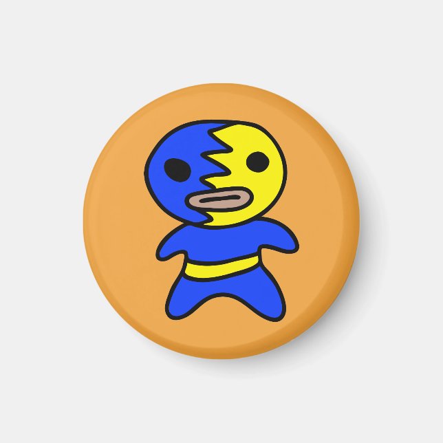 Íman Li'l Lucha Libre Wrestler Magnet (Amarelo Azul) (Frente)