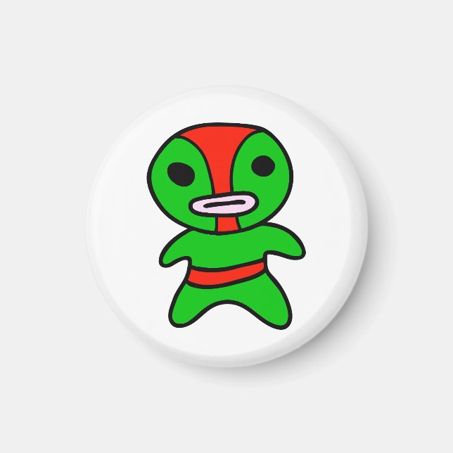 Íman Li'l Lucha Libre Wrestler Magnet (Verde-Vermelho) (Frente)