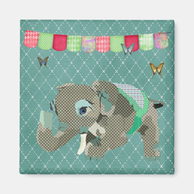 Íman Lil Lucky Elephant Green Magnet (Frente)