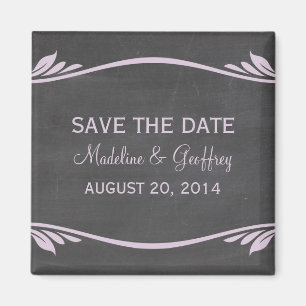 Íman Lilac Flourish Chalkboard Imã salve a data