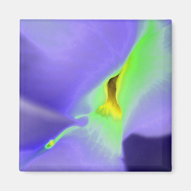 Íman Lilac Purple e Neon Green Floral Design Magnet (Frente)