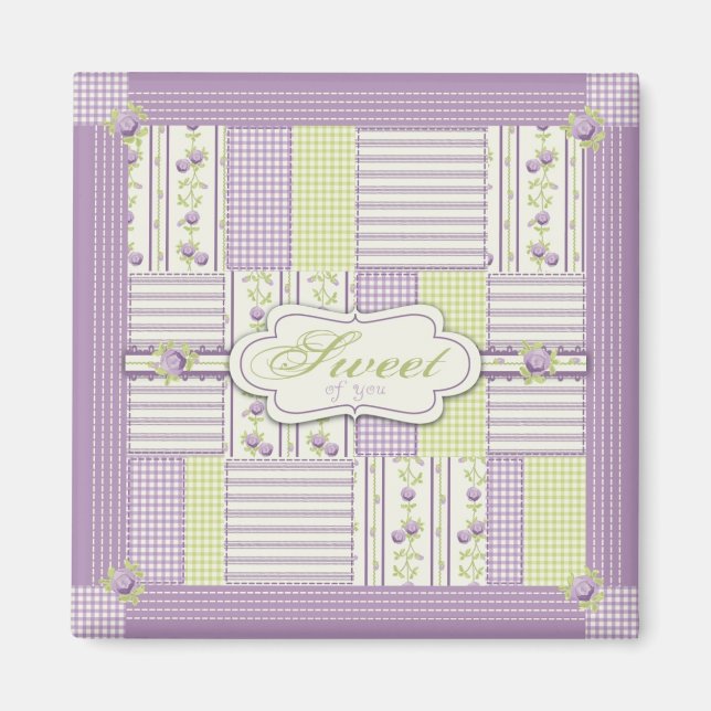 Íman Lilac Rosa Quilt TY Magnet 2 (Frente)