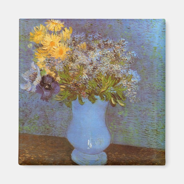 Íman Lilacs Daisies & Anemones Van Gogh Fine Art (Frente)