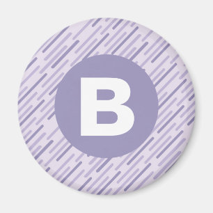 Íman Lilás Moderno Roxo Listras Diagonais Monograma