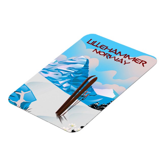 Íman Lillehammer Norway Ski poster. (Left Side)