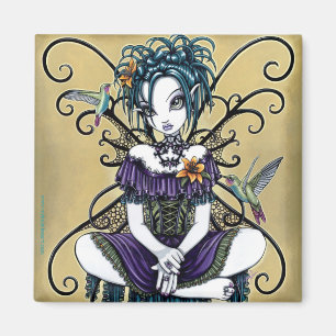 Íman "Lillian" Gótica Hummingbird Fairy Art Magnet