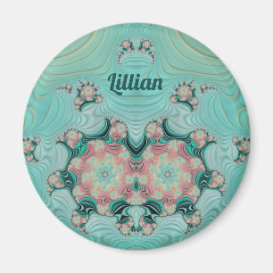Íman LILLIAN ~ Pastel rosa e verde ~ Design estonteante