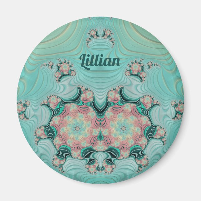 Íman LILLIAN ~ Pastel rosa e verde ~ Design estonteante (Frente)