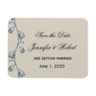 Íman Lily do Vale em Ecru Linen Salve a Data