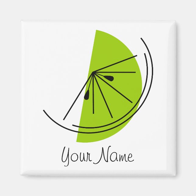 Íman Limão Citrus Nome Magnet quadrado (Frente)
