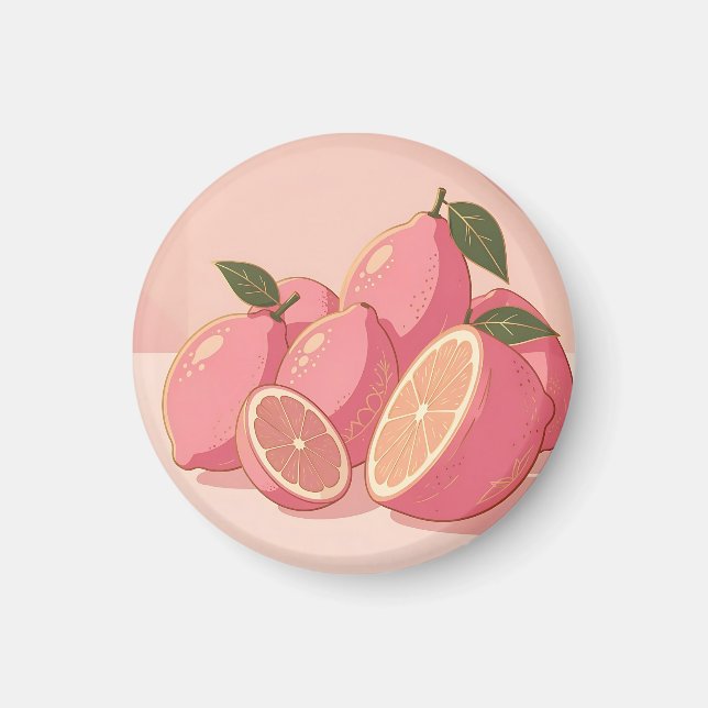Íman Limão Rosa Feminino Moderno Cítrico (Frente)