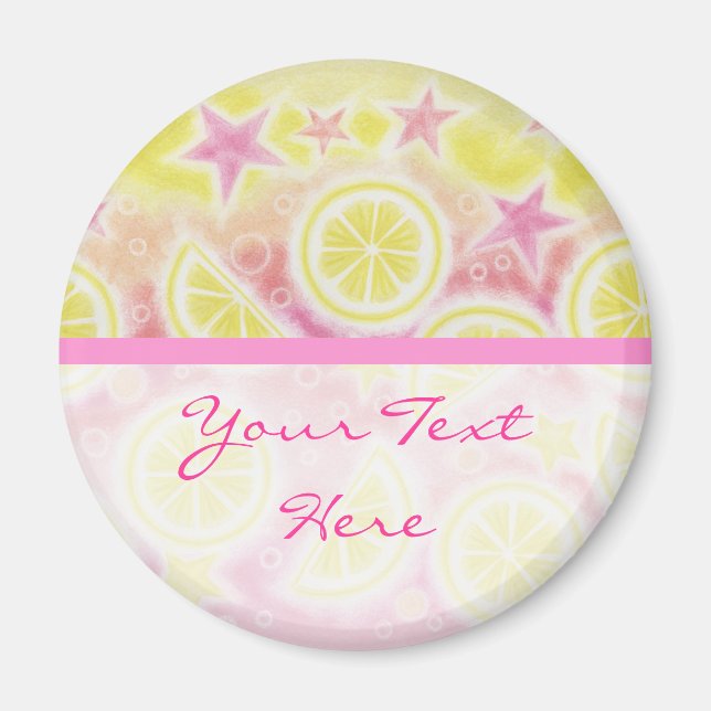Íman Limonada rosa, faixa de imã de geladeira 'Seu Text (Frente)