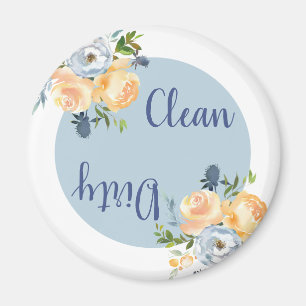 Íman Limpa Louças Floral Azul Country Sujo