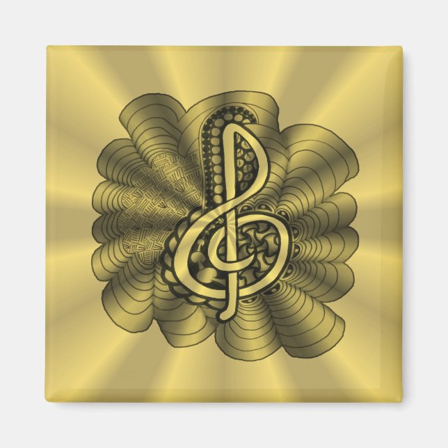 Íman Limpeza Dourada de Treble de Música Personalizada (Frente)