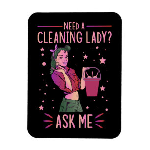Íman Limpeza Lady Housekeeper Cleaner Gra