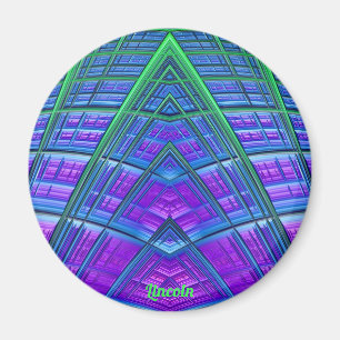 Íman LINCOLN ~Azul, Verde e Puro ~Abstrato Fractal
