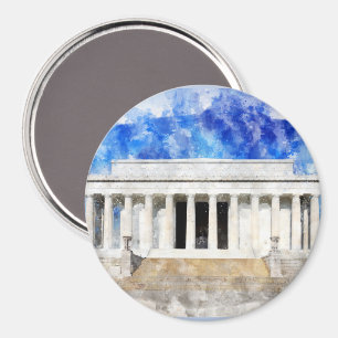 Íman Lincoln Memorial facade em aquarela