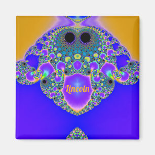 Íman LINCOLN ~ Padrão Abstrato ~ Azul Púrpura Amarelo ~