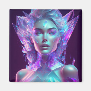 Íman Linda Arte Ai Bonito Icy Glass como Mulher
