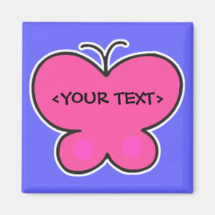 Íman linda borboleta rosa, <YOUR TEXT>