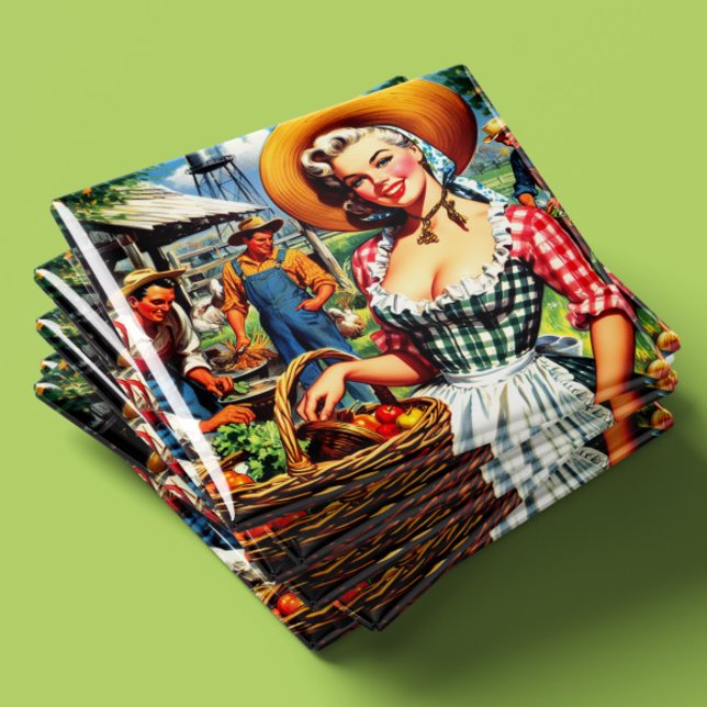Íman Linda Camponesa Vintage Pin-up (Criador carregado)