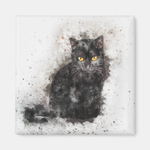 Íman Linda e moderna foto desgastada de gato preto