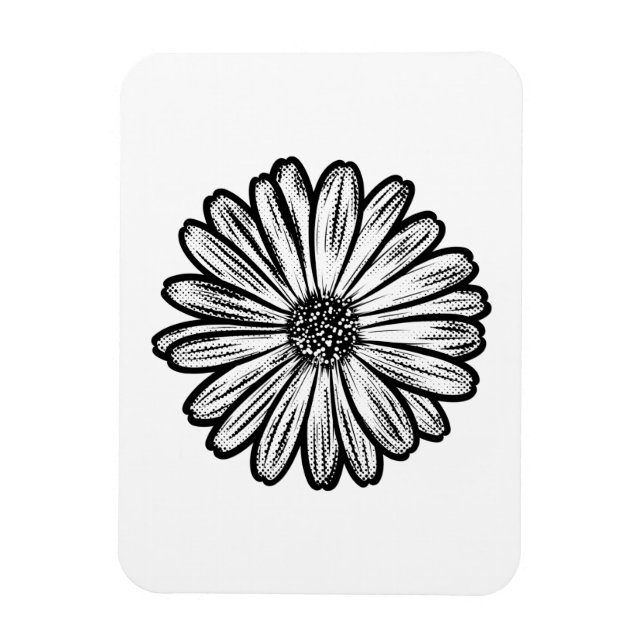 Íman Linda Flor de Margarida, Ilustração de Meio-Tons (Vertical)