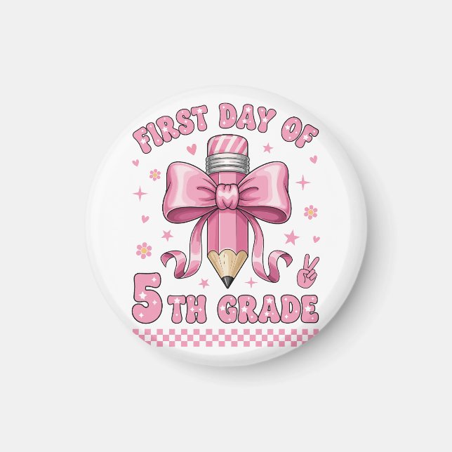 Íman Linda Menina da 5ª Série Arco Rosa Desenho de Lápi (Frente)