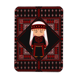 Íman Linda menina palestina Embroiderada tatreez vermel