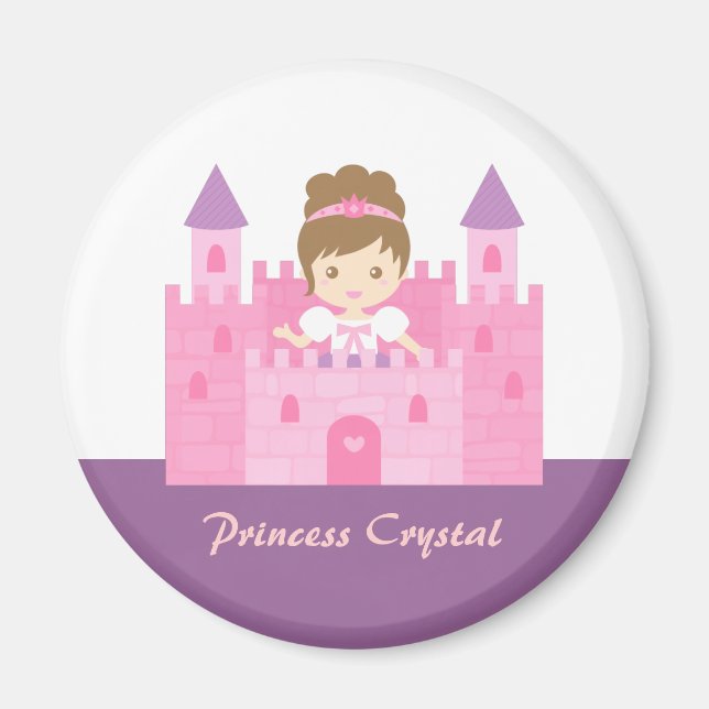 Íman Linda Menina Princesa no Conto de Fadas do Castelo (Frente)