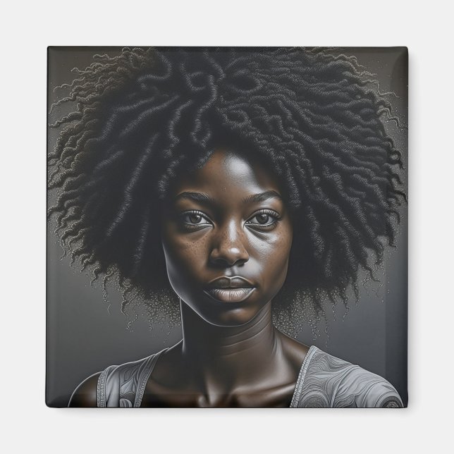 Íman Linda mulher afro-americana Ai Art (Frente)