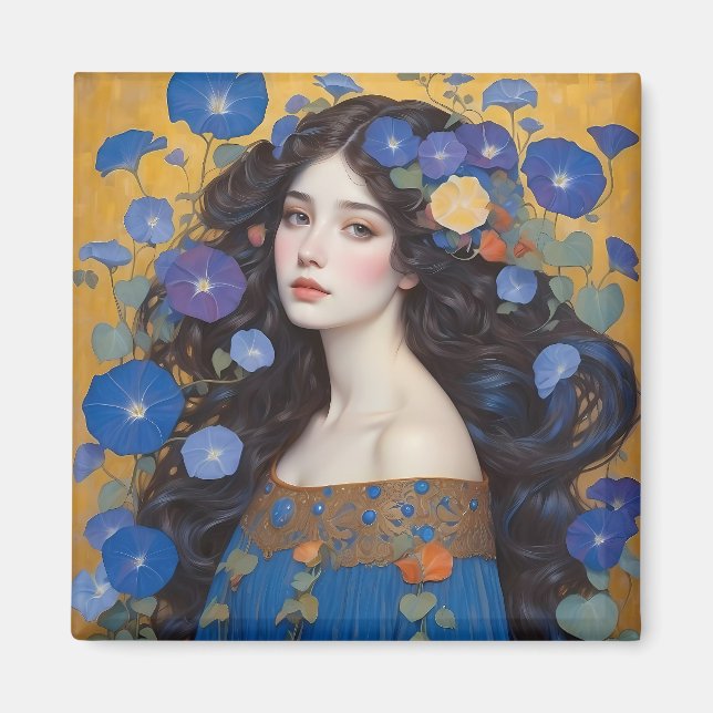 Íman Linda Mulher Com Glórias Da Manhã (Frente)