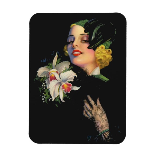 Íman linda mulher com orquídeas (Vertical)