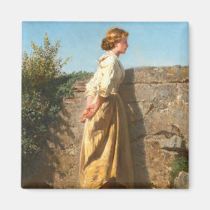 Íman Linda Mulher Olhando Sobre A Parede (Vintage)