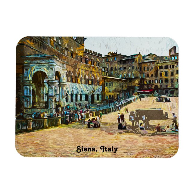 Íman Linda pintura a óleo da cidade de Siena Itália (Horizontal)