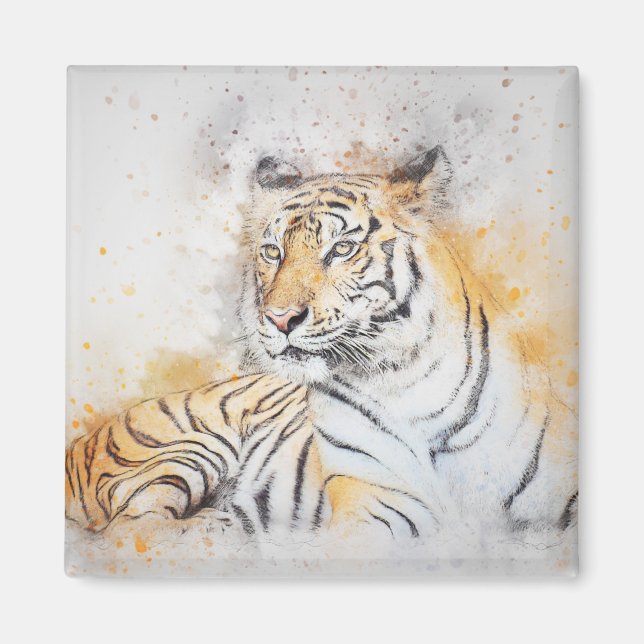 Íman Linda pintura Bengala Tiger (Frente)